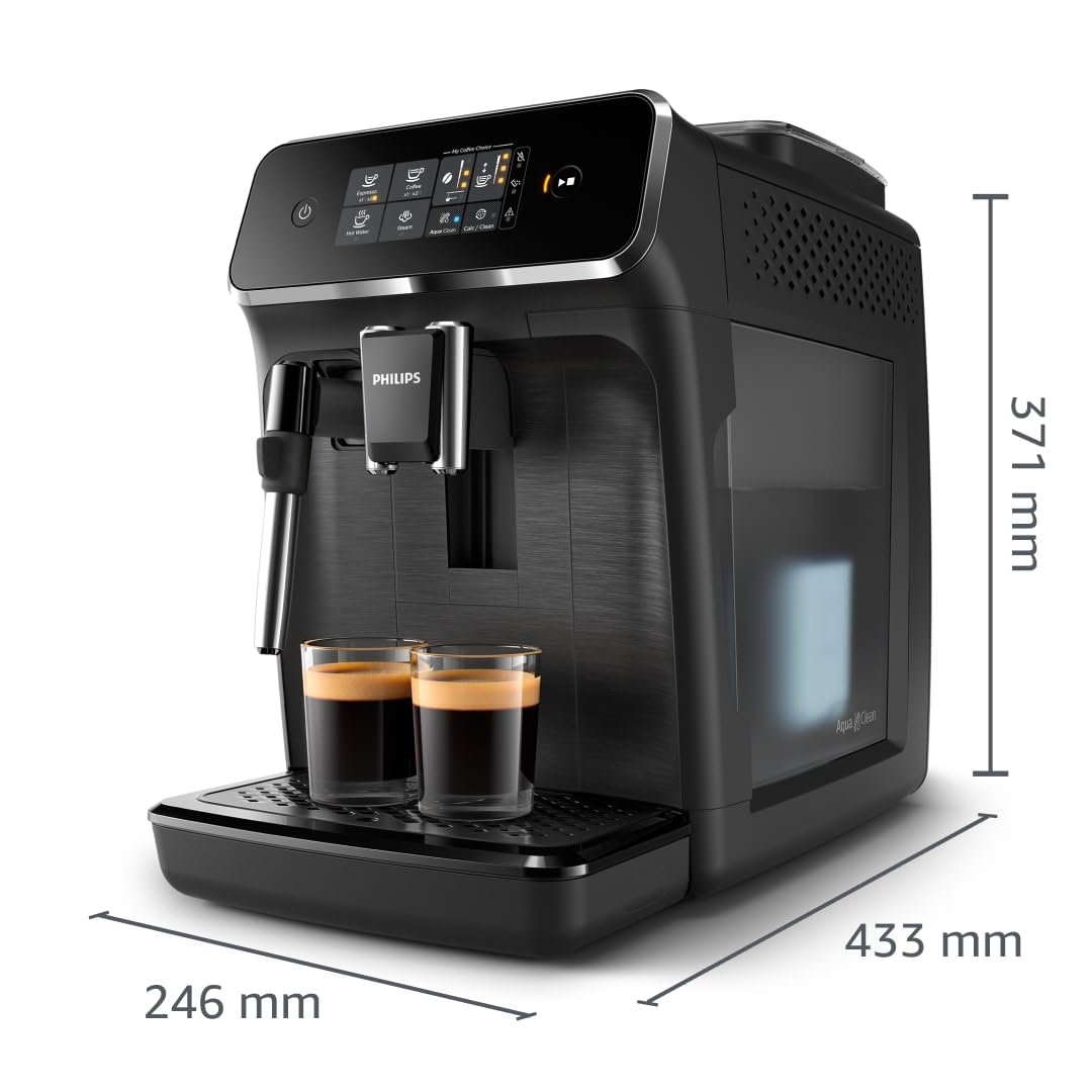 PHILIPS Kaffeevollautomat Panarello 2200 Serie, Schwarz, 2 Spezialitäten