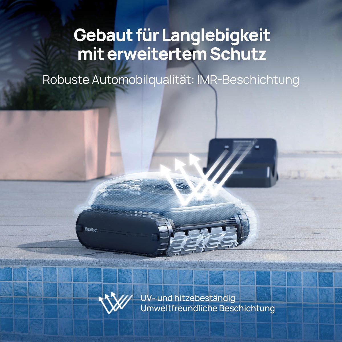 Beatbot AquaSense 2 Poolroboter, Oberflächen-Parkfunktion, Fenstergrau