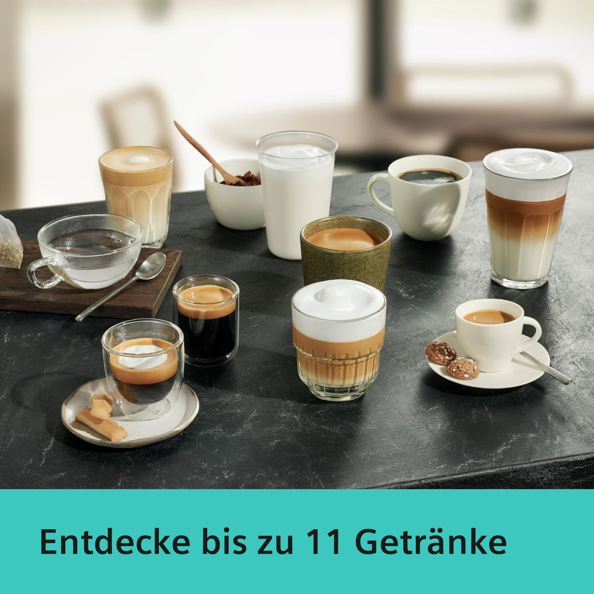Siemens Kaffeevollautomat EQ6 plus s300, Milchsystem, 11 Getränke, automatische Reinigung des Milchsystems, Keramikmahlwerk, großes Touchdisplay, Silber, TE653501DE