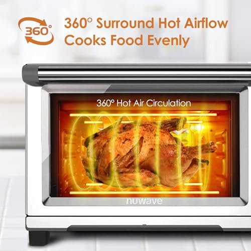 NUWAVE Bravo Air Fryer Toaster Smart Oven, 12in1 ArbeitsplattenKonvektion, 30QT XL Kapazität, 50 ° 400 °F Temperaturregelungen, obere und untere Heizung Anpassungen 0%100% gebürstete