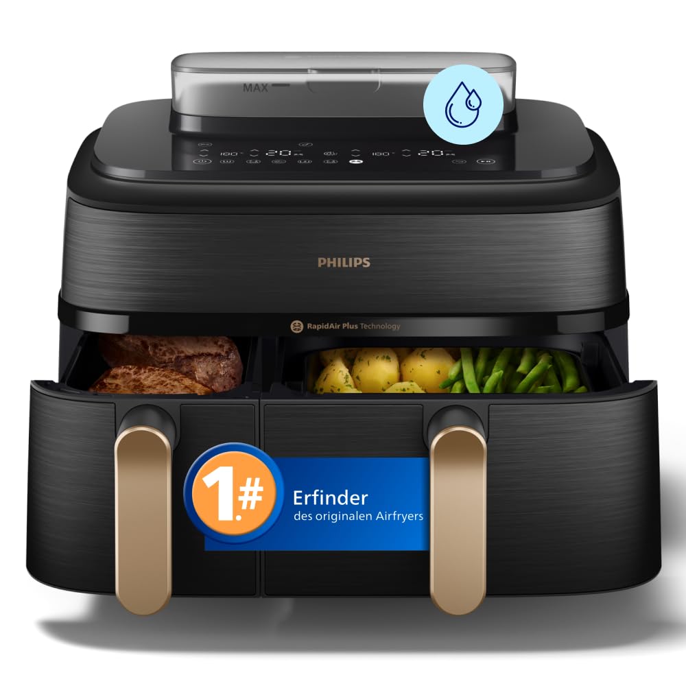 Philips Steam Airfryer 5000 Heißluftfritteuse, Schwarz/Kupfer, 9 L