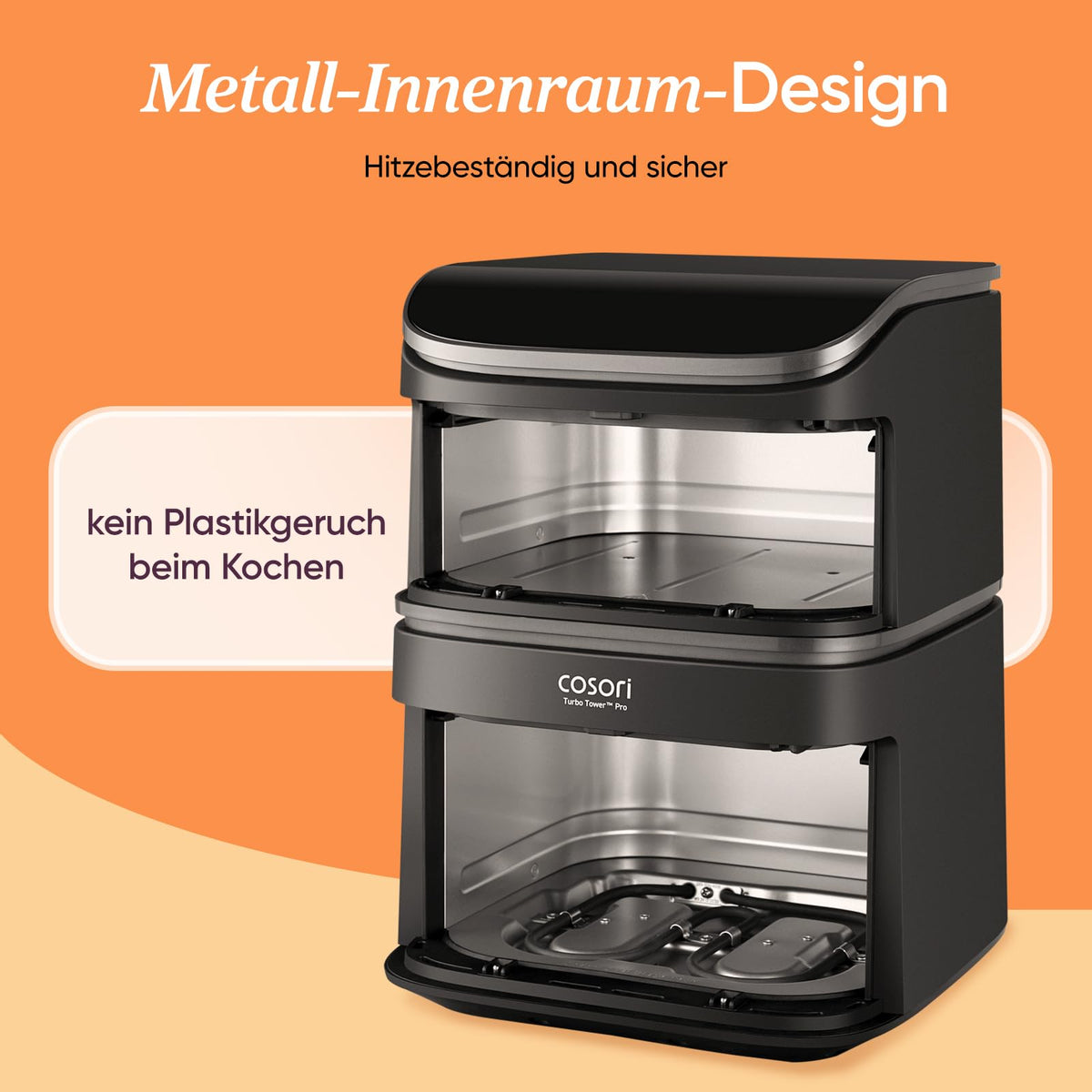 COSORI Turbo Tower Pro Smart Airfryer, 10,8L Keramikbeschichtung Heißluftfritteuse, DualBlaze-Technologie und WLAN-Steuerung, Silbergrau, Grau Silber