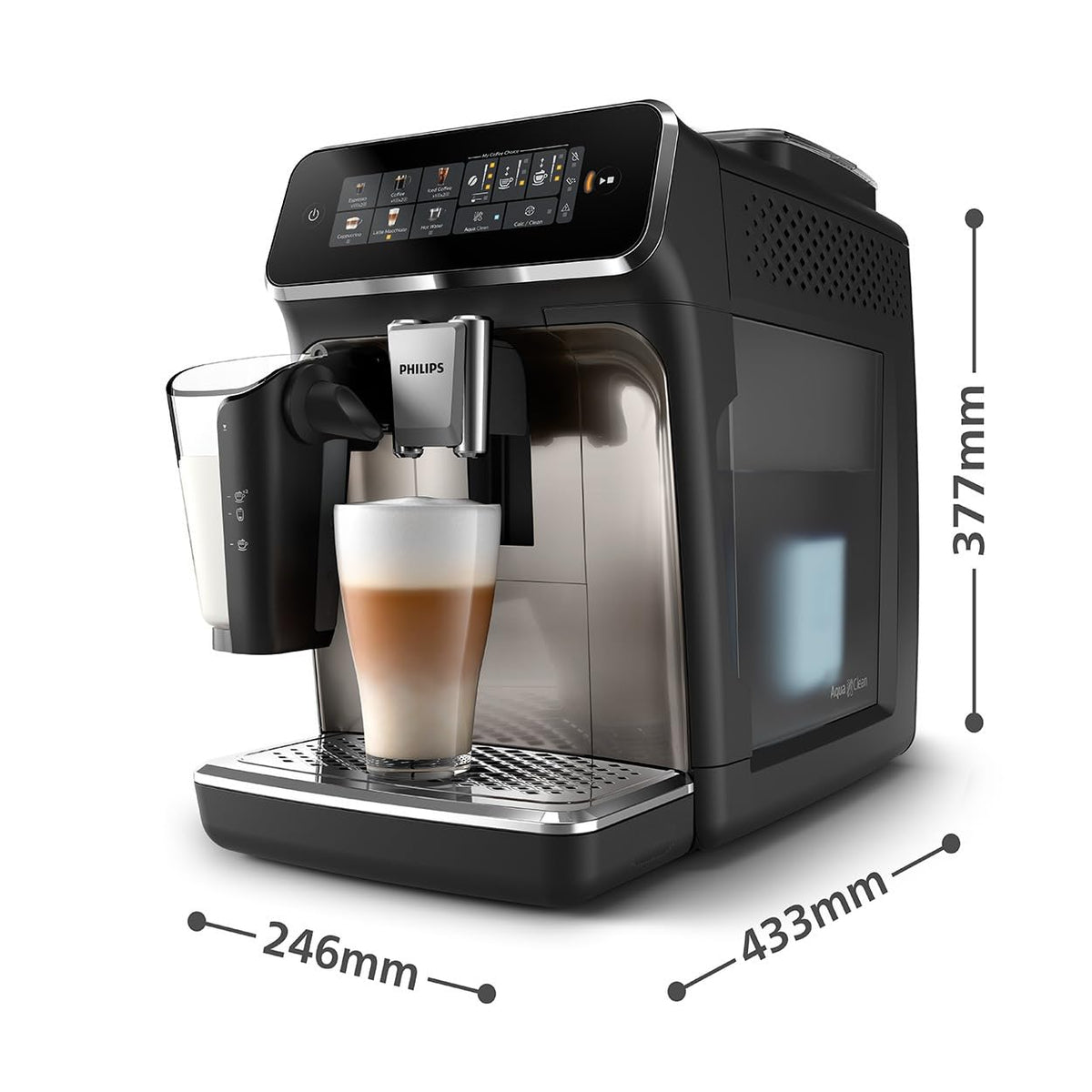 PHILIPS Kaffeevollautomat LatteGo 3300 Serie, Chrom, 6 Spezialitäten