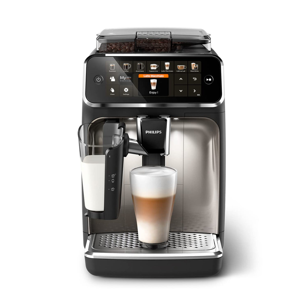 PHILIPS Kaffeevollautomat LatteGo 5400 Serie, Chrom, 12 Spezialitäten