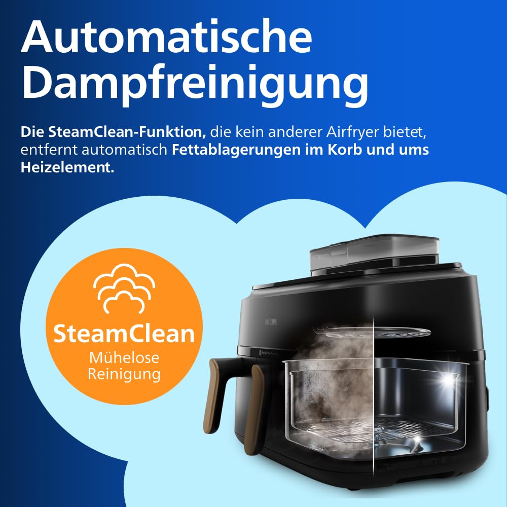 Philips Steam Airfryer 5000 Heißluftfritteuse, Schwarz/Kupfer, 9 L