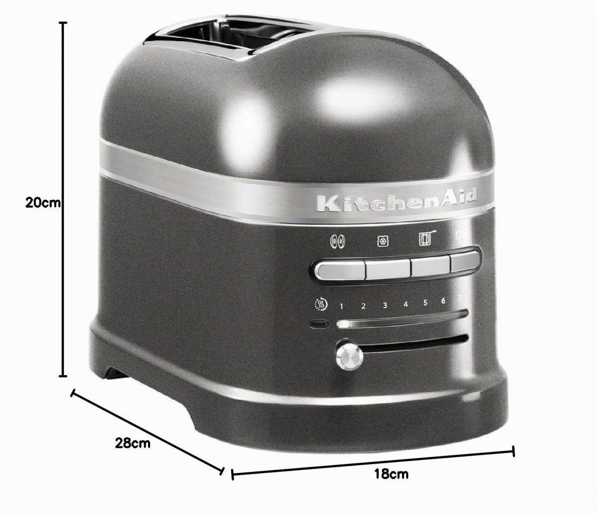 KitchenAid Toaster für 2 Scheiben mit Sandwich-Zange - Artisan - Retro Toast Machine - Verschiedene Funktionen und Bräunungsstufen - Silber