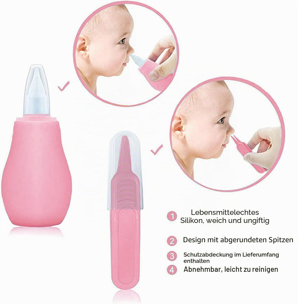 Baby-Pflegeset, Sicherheitspflege-Set für Kleinkinder mit Haarbürste, Kamm, Nagelknipser, Nasensauger, Baby-Essentials-Set für Neugeborene, Mädchen, Jungen (rosa Baby-Pflegeset)