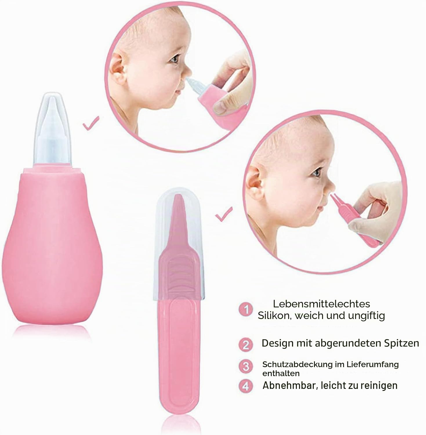 Baby-Pflegeset, Sicherheitspflege-Set für Kleinkinder mit Haarbürste, Kamm, Nagelknipser, Nasensauger, Baby-Essentials-Set für Neugeborene, Mädchen, Jungen (rosa Baby-Pflegeset)