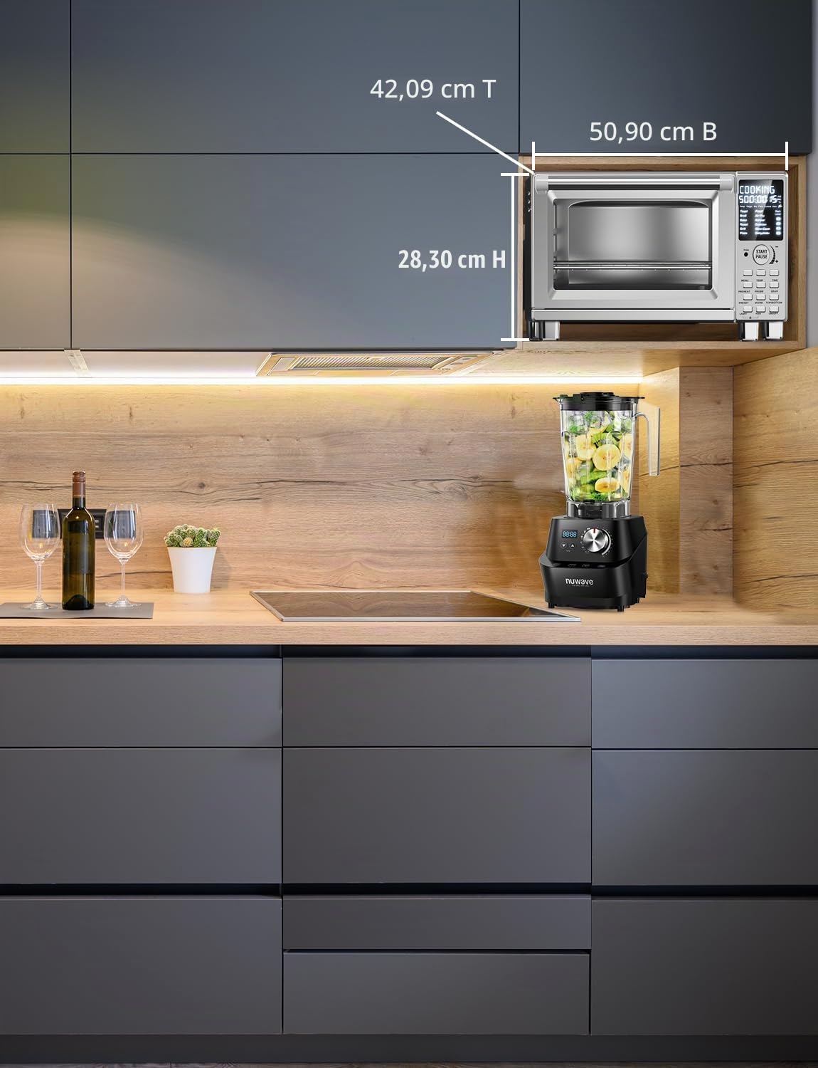 Nuwave Bravo XL Pro Air Freyer Kombigrill Toaster, neues ultraschnelles Konvektionssystem 2024, 35% knuspriger 2x gleichmäßiger, 142 voreingestellt, 50-500F, Sonde mehr