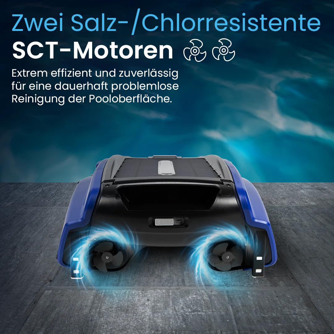 Betta SE Solar Pool Skimmer Roboter, Poolroboter Oberflächenreiniger – 30h Akku, Salzwasserbeständig, Smarte Hindernisvermeidung, 24/7 Automatische Reinigung (blau)