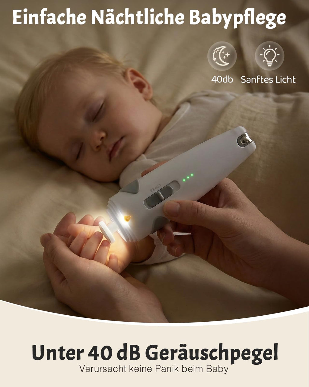 Lictin Baby Nagelfeile Elektrisch, 25 in 1 Baby Nagelset,Weiß