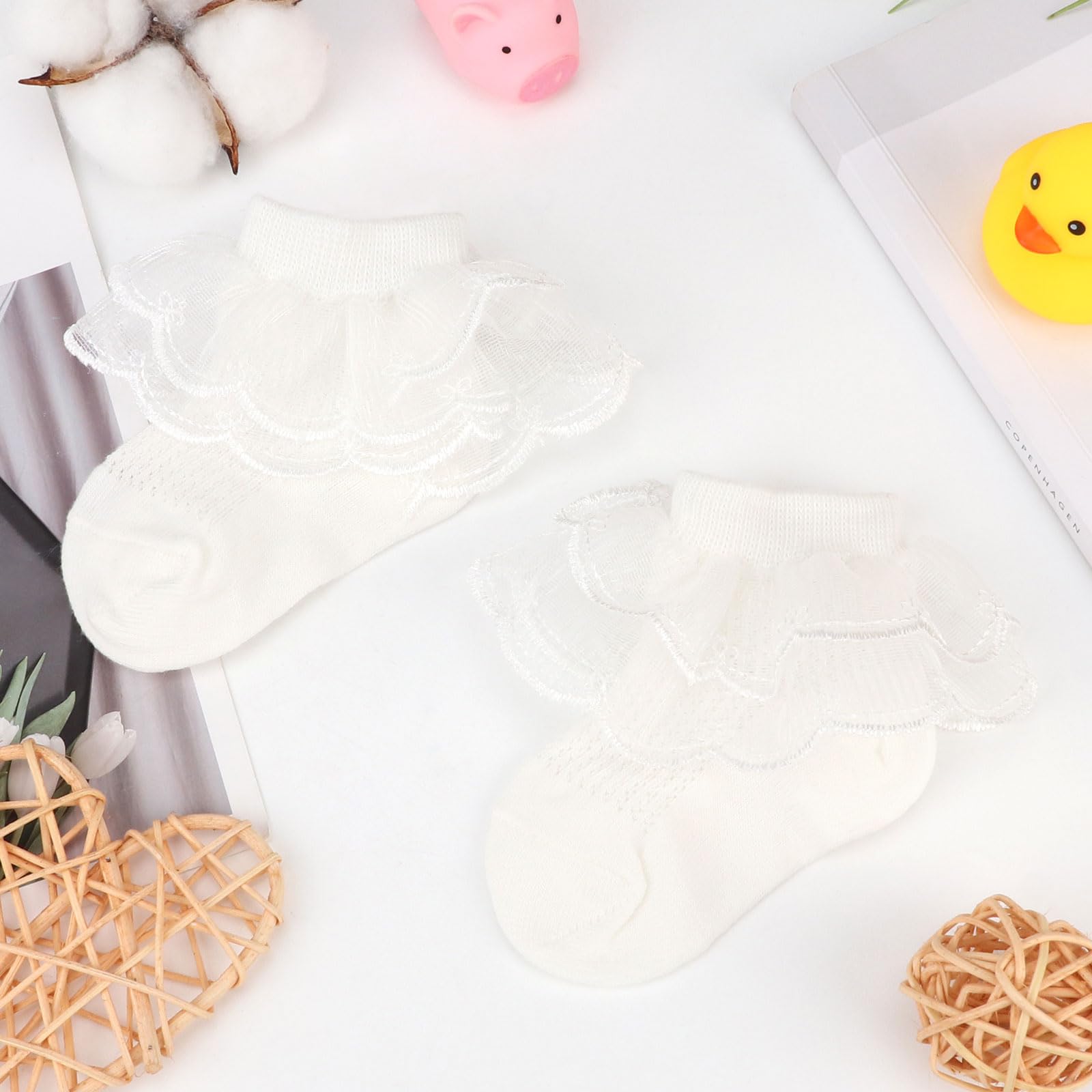DRESHOW Säugling Spitze Schleife Socken Baby Rüschen Spitze Socken Neugeborene Kleinkinder Mädchen Socken Knöchel Kleid Socke