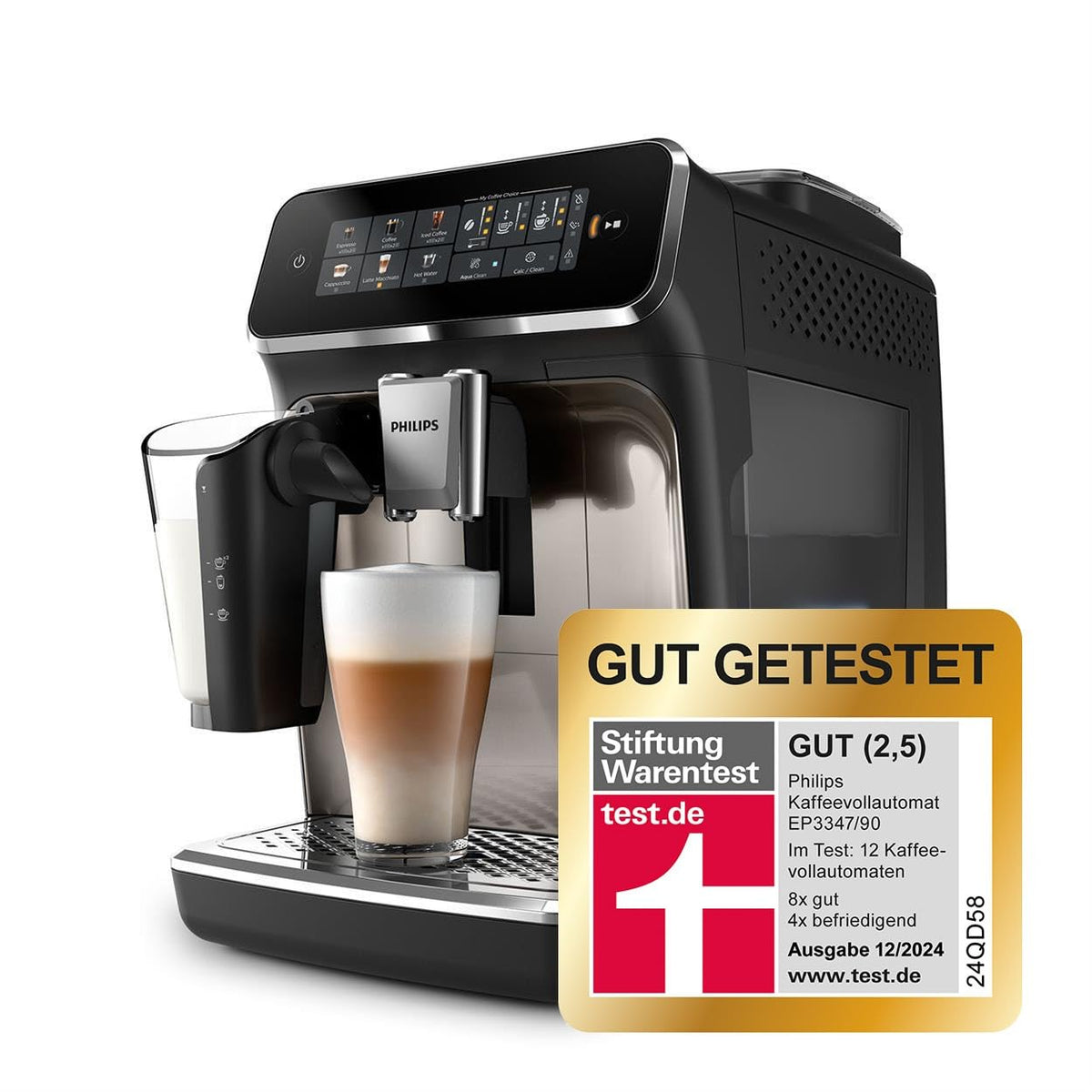PHILIPS Kaffeevollautomat LatteGo 3300 Serie, Chrom, 6 Spezialitäten