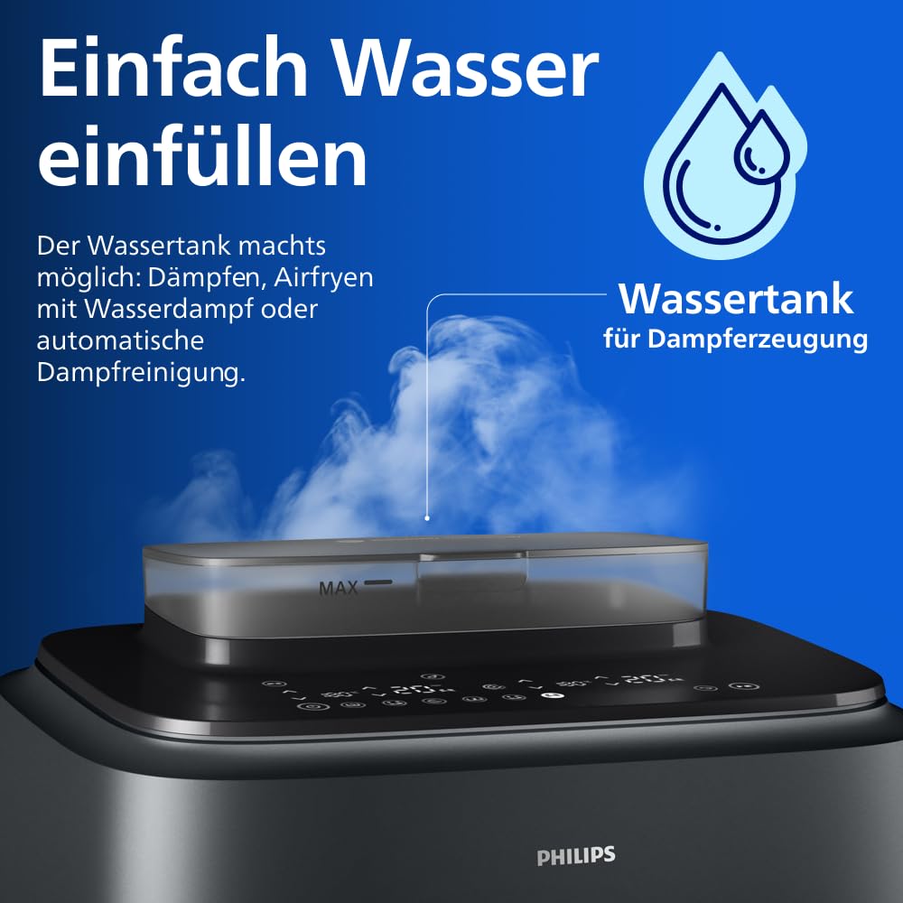 Philips Steam Airfryer 5000 Heißluftfritteuse, Schwarz, 9 L