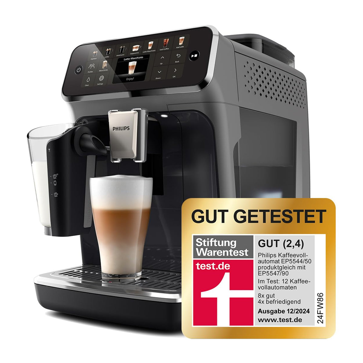 PHILIPS Kaffeevollautomat LatteGo 5500 Serie, Schwarz, 20 Spezialitäten