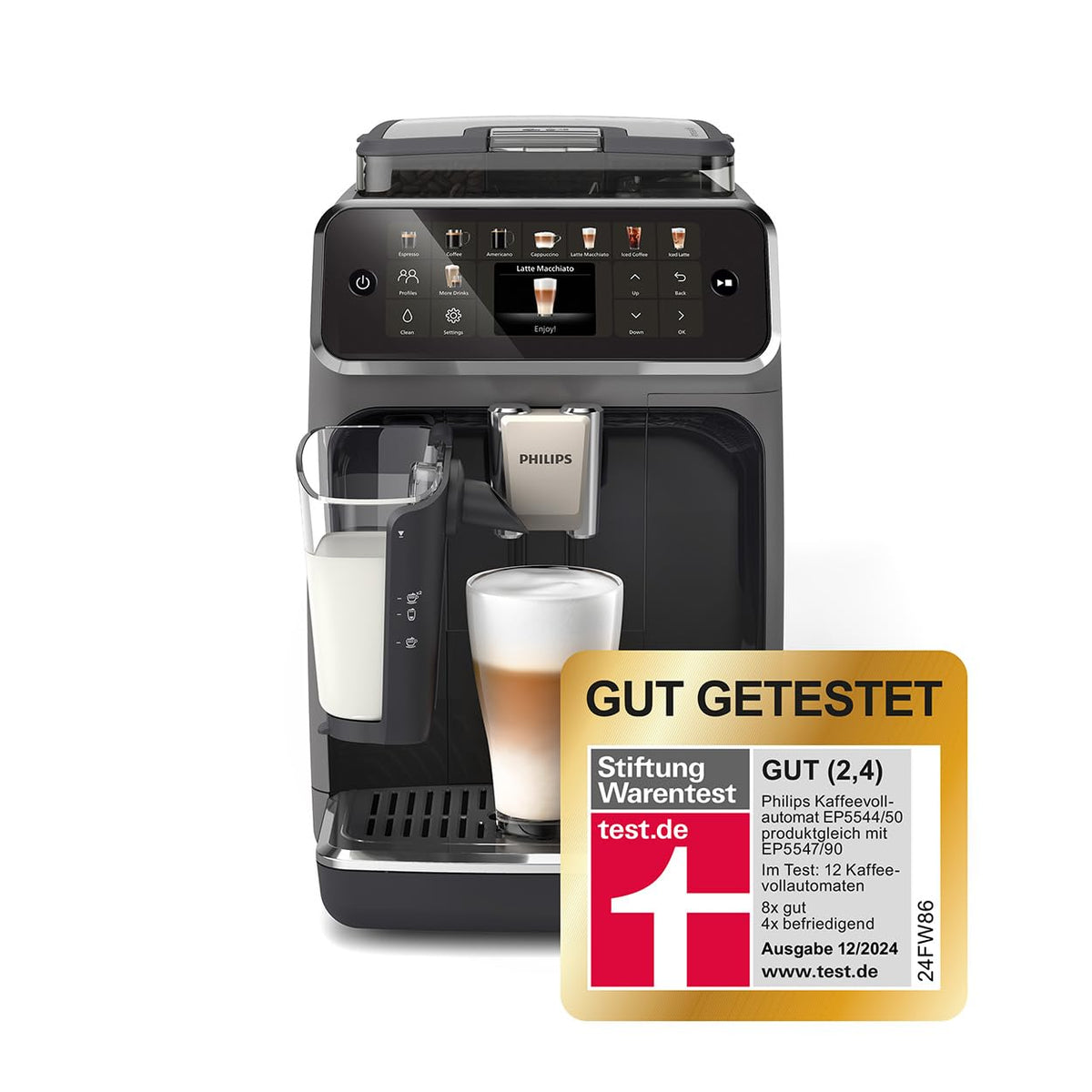 PHILIPS Kaffeevollautomat LatteGo 5500 Serie, Schwarz, 20 Spezialitäten
