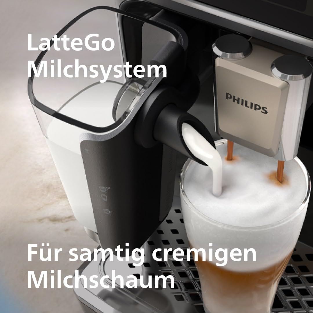 PHILIPS Kaffeevollautomat LatteGo 5500 Serie, Schwarz, 20 Spezialitäten