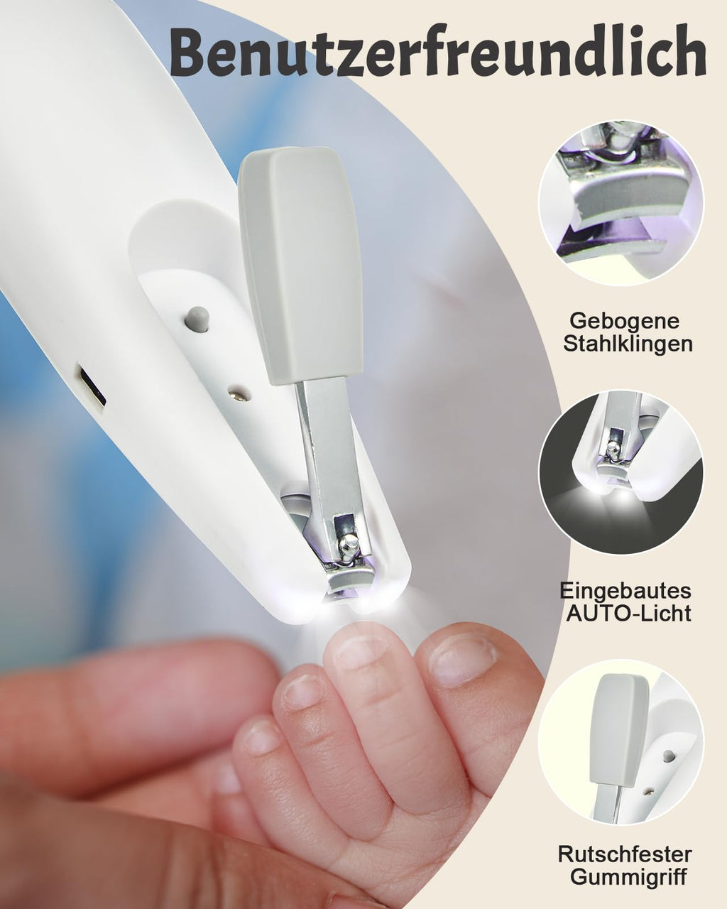 Lictin Baby Nagelfeile Elektrisch, 25 in 1 Baby Nagelset,Weiß