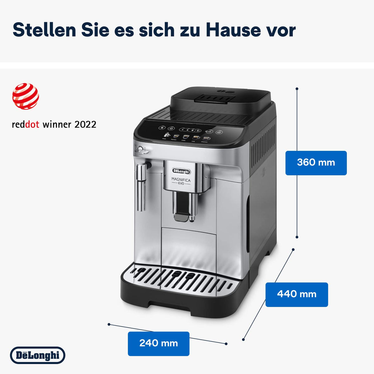De'Longhi Magnifica Evo - Kaffeevollautomat 5 Getränke Silber