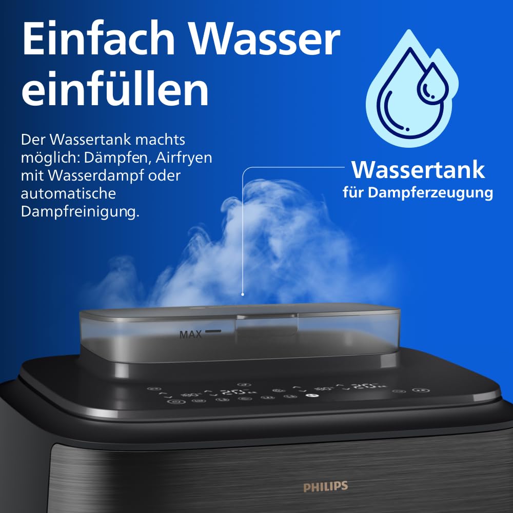 Philips Steam Airfryer 5000 Heißluftfritteuse, Schwarz/Kupfer, 9 L
