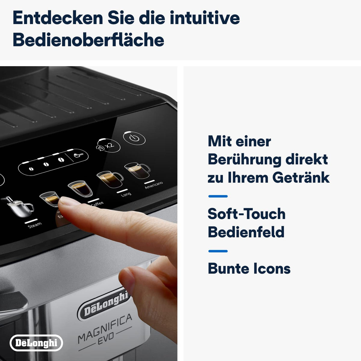 De'Longhi Magnifica Evo - Kaffeevollautomat 5 Getränke Silber