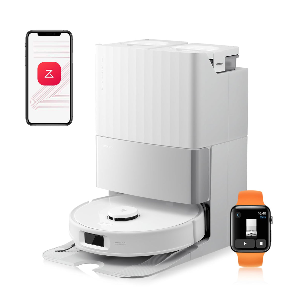 roborock Qrevo Edge S5A Saugroboter mit Wischfunktion,Dual Anti-Tangle-System,18.500Pa,FlexiArm Design Kantenreinigung, Hebarem Wischmopp,75℃ Heißwasser-Moppwäsche (Weiß)