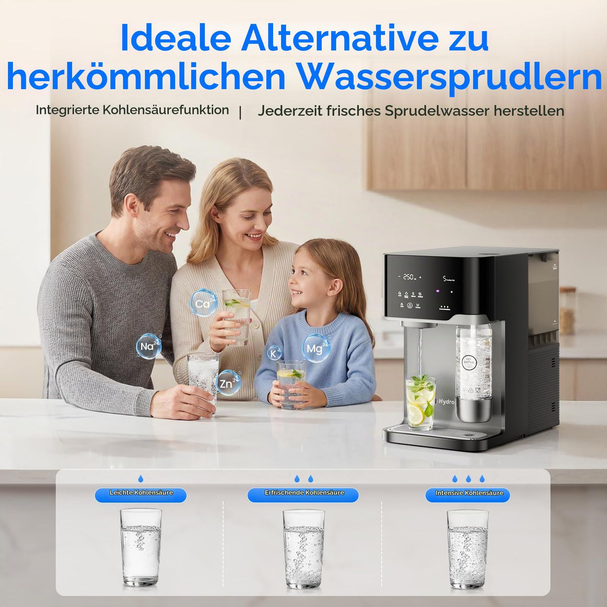 Hydrofast Osmoseanlage Wasserbar mit Wassersprudler, Auftisch Heißwasserspender & Eiswasserspender, 6-Stufen RO Wasserfilter ohne Festwasseranschluss für Zuhause & Büro, 5L
