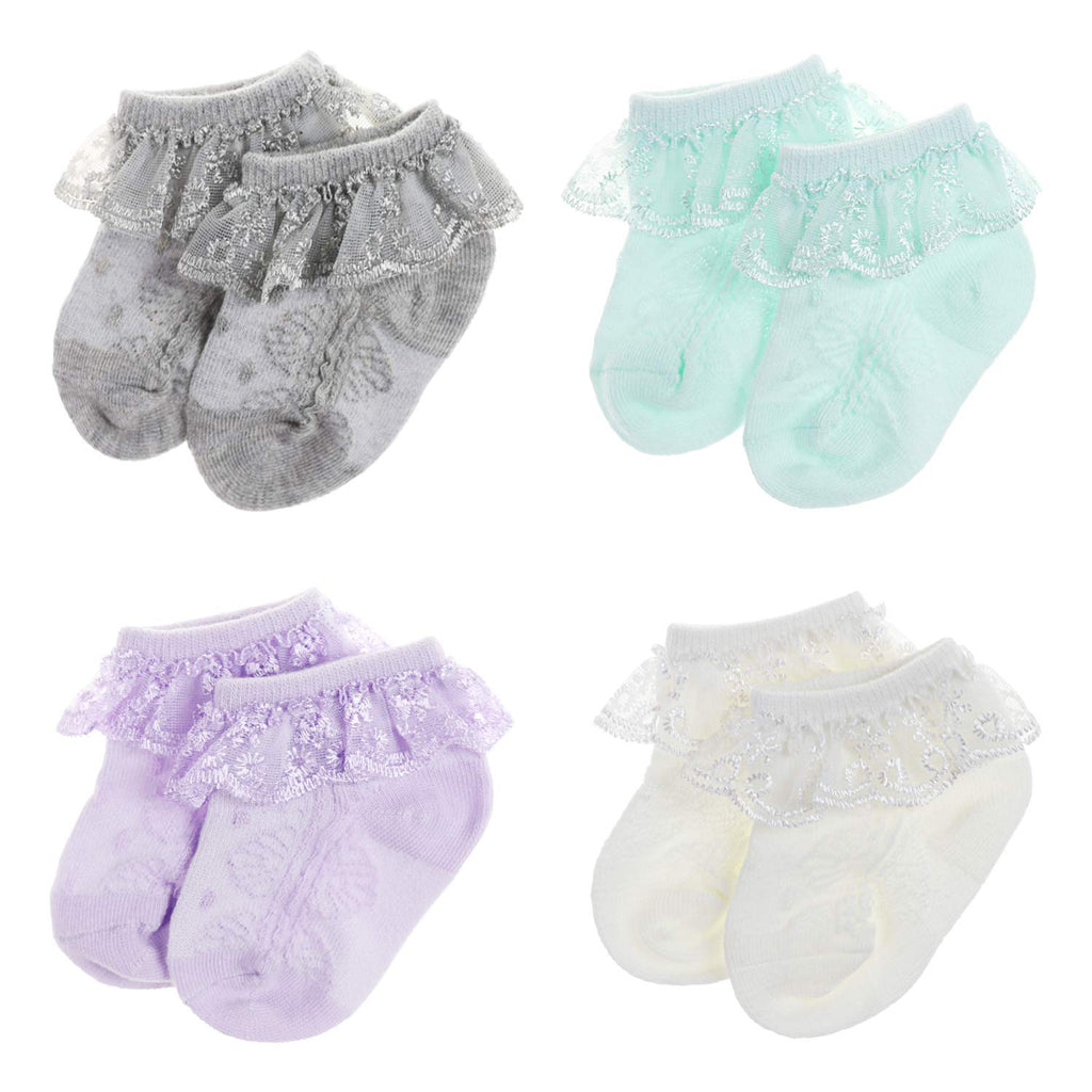 DRESHOW Säugling Spitze Schleife Socken Baby Rüschen Spitze Socken Neugeborene Kleinkinder Mädchen Socken Knöchel Kleid Socke