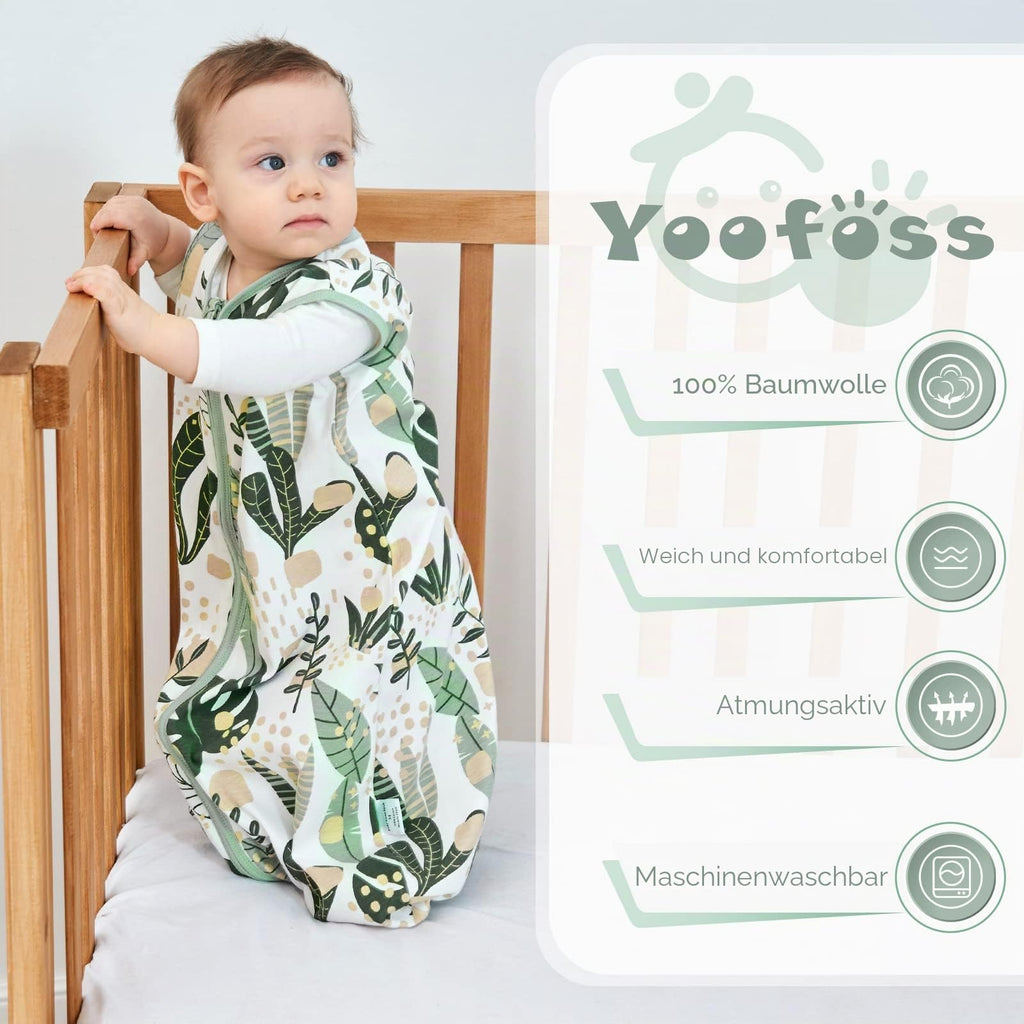 Yoofoss Schlafsack Baby Sommer 0.5 Tog - 2er Pack 67cm/0-6 Monate 100% Baumwolle Sommerschlafsack Babyschlafsack für Jungen Mädchen Neugeborene