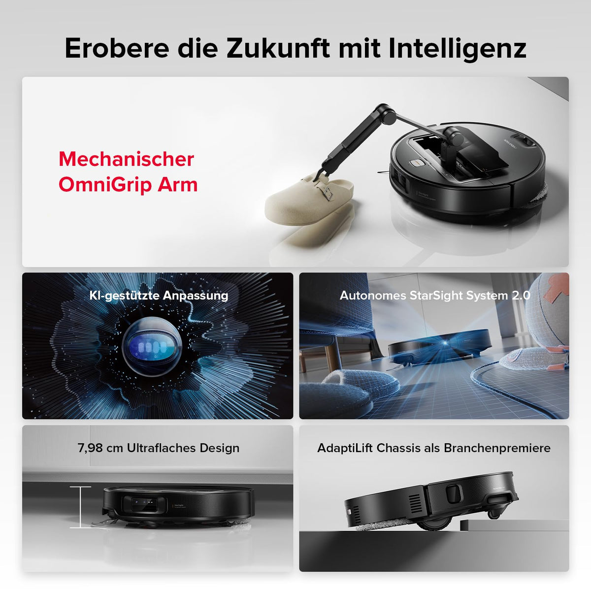roborock Saros Z70 Saugroboter mit Wischfunktion, OmniGrip Arm, KI-gestützt