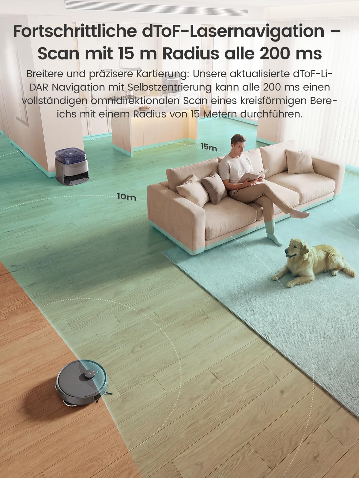 Lefant Saugroboter mit Wischfunktion 75°C Heißwasser-Moppwäsche 23000Pa