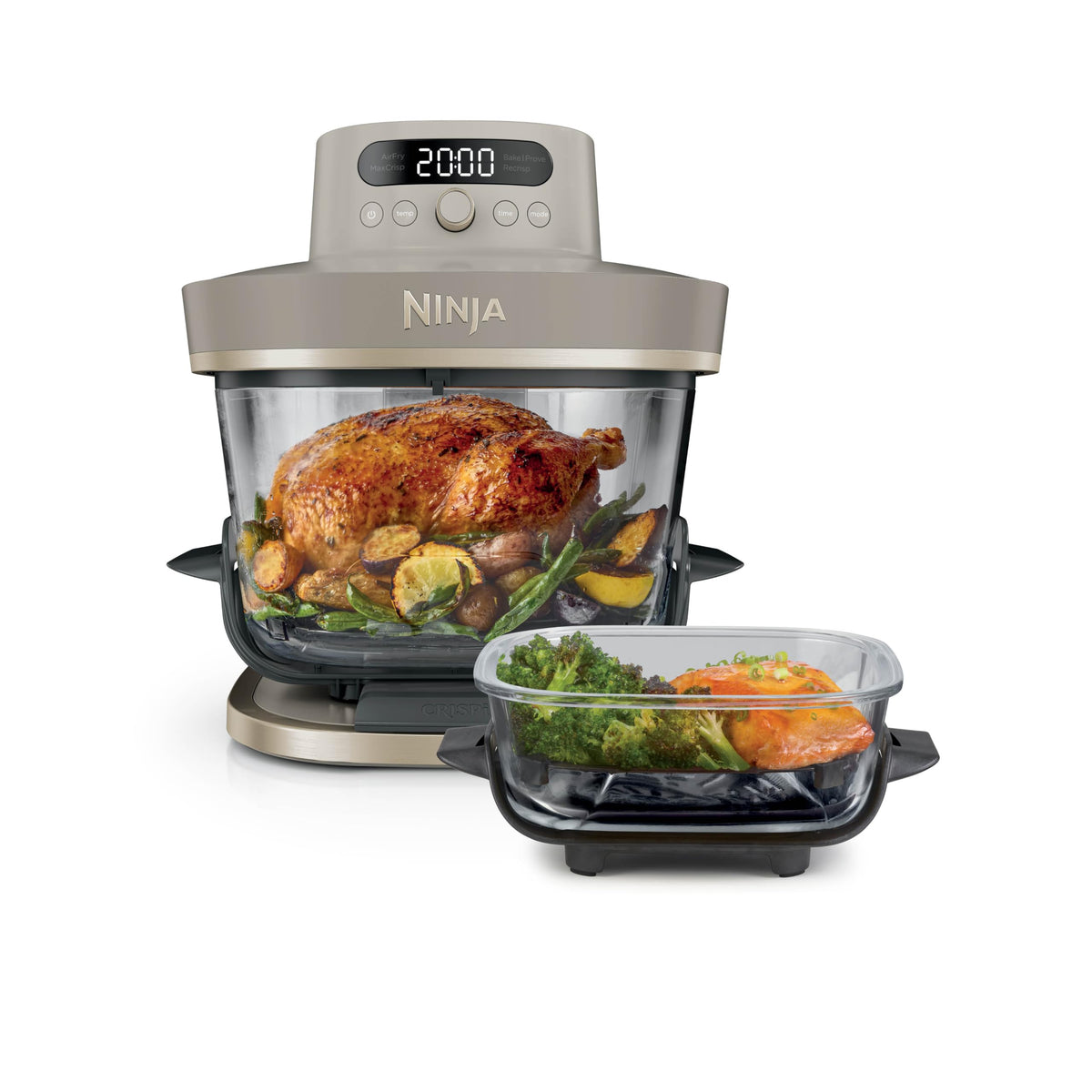 Ninja CRISPi PRO XL Glas-Heißluftfritteuse Air-Fryer, Stone Gold, AS090EUSD