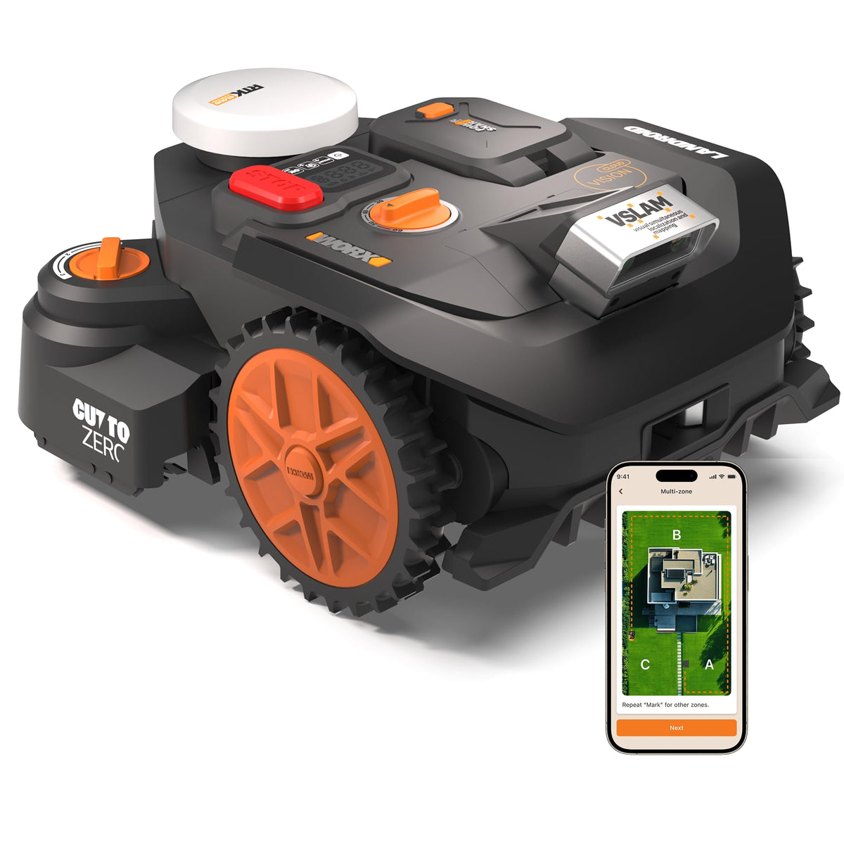 Worx Vision Cloud WR306E, 2WD Mähroboter ohne Begrenzungskabel, 600 m²