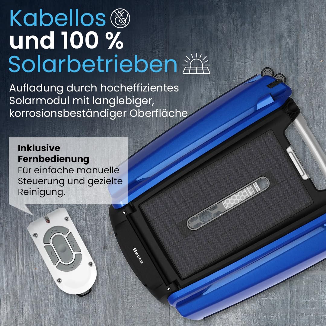 Betta SE Solar Pool Skimmer Roboter, Poolroboter Oberflächenreiniger – 30h Akku, Salzwasserbeständig, Smarte Hindernisvermeidung, 24/7 Automatische Reinigung (blau)