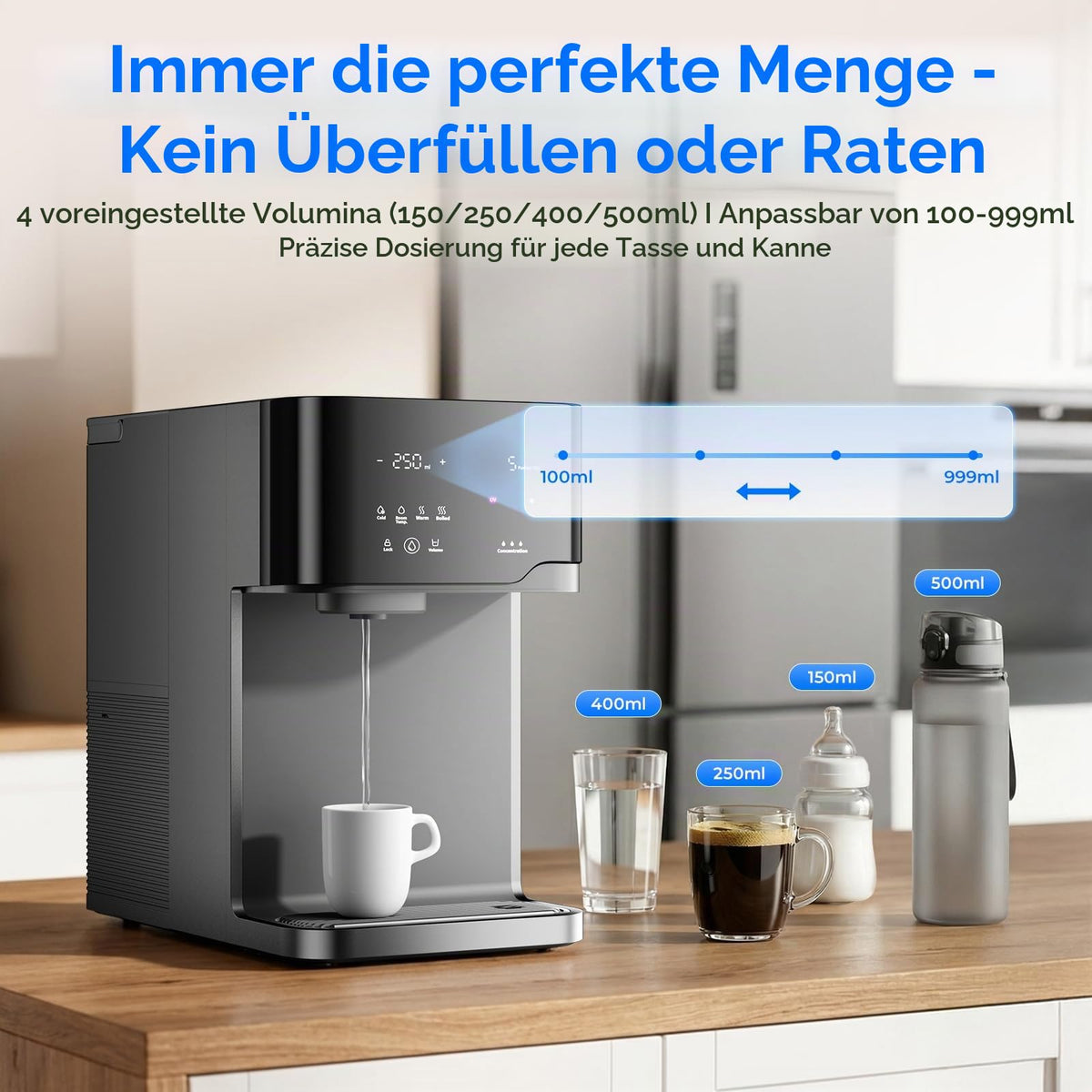 Hydrofast Osmoseanlage Wasserbar mit Wassersprudler, Auftisch Heißwasserspender & Eiswasserspender, 6-Stufen RO Wasserfilter ohne Festwasseranschluss für Zuhause & Büro, 5L