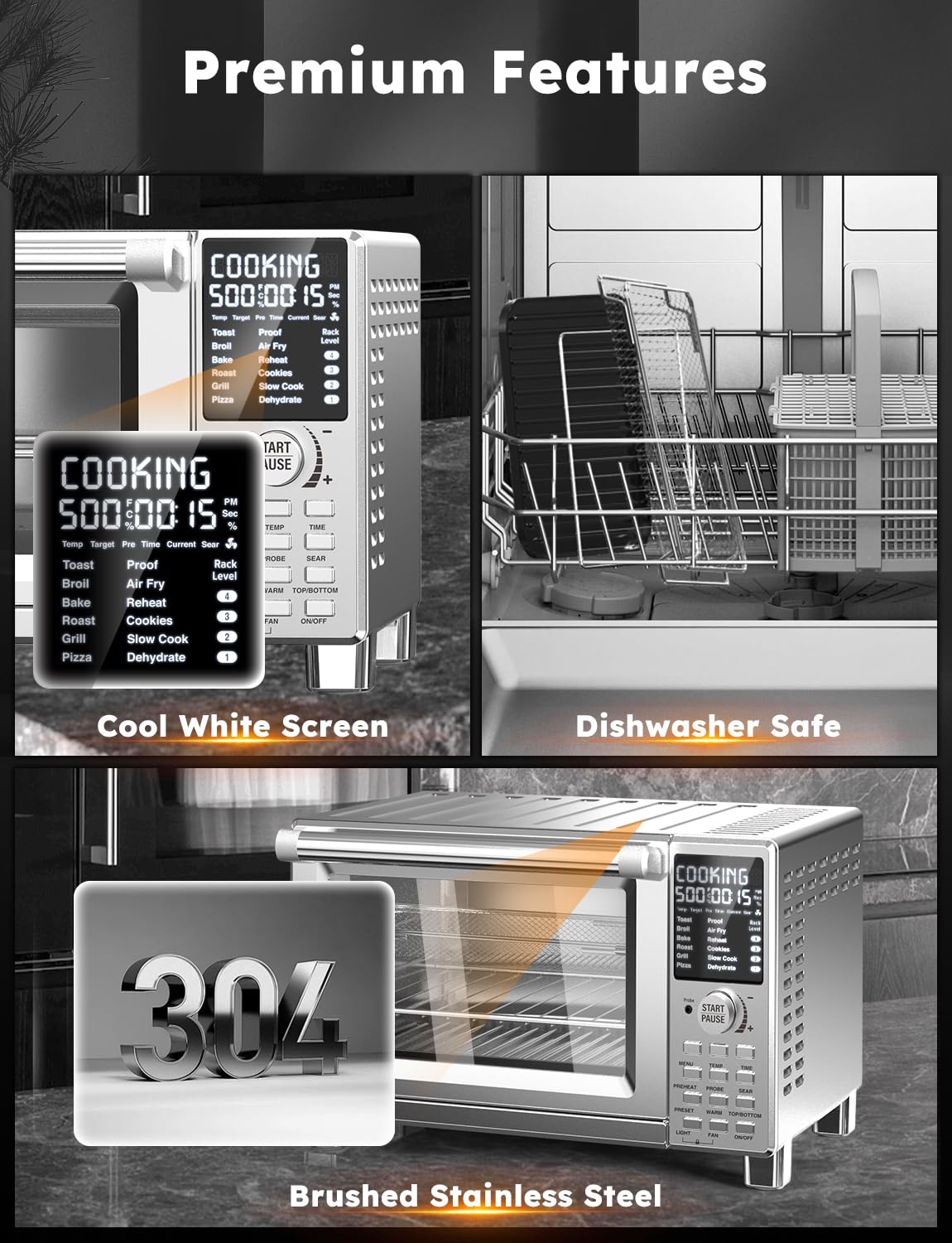 Nuwave Bravo XL Pro Air Freyer Kombigrill Toaster, neues ultraschnelles Konvektionssystem 2024, 35% knuspriger 2x gleichmäßiger, 142 voreingestellt, 50-500F, Sonde mehr