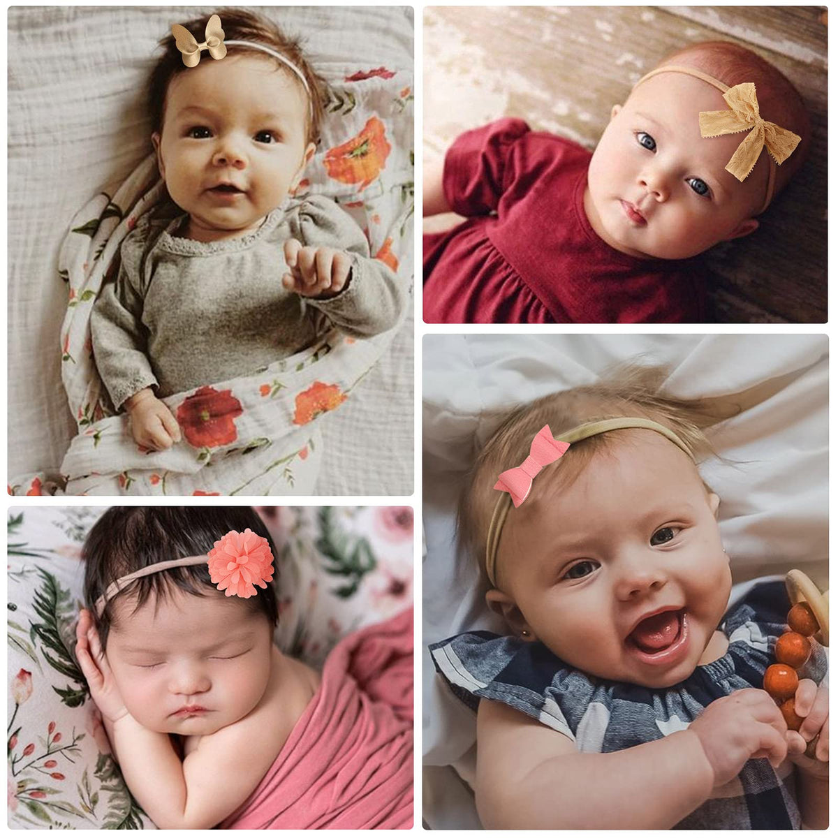 DRESHOW 10 Stück Baby Haarband Baby Stirnbänder Baby Mädchen Nylon Stirnband Neugeborene Kleinkinder Haarbänder und Bögen Kinder Haarschmuck