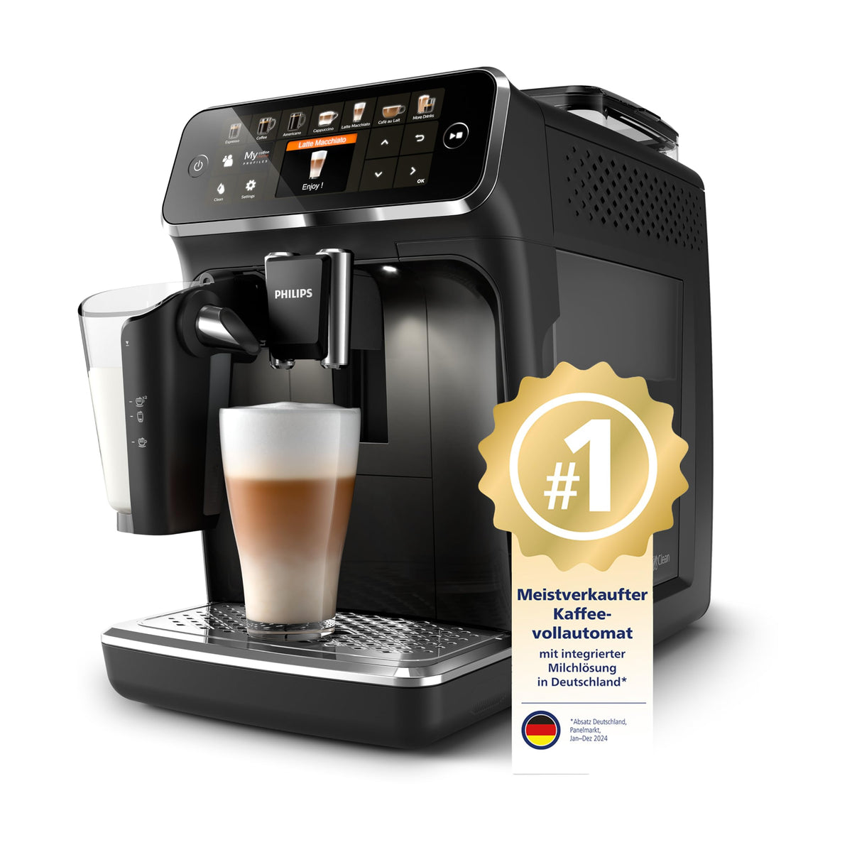 PHILIPS Kaffeevollautomat LatteGo 5400 Serie, Schwarz, 12 Spezialitäten