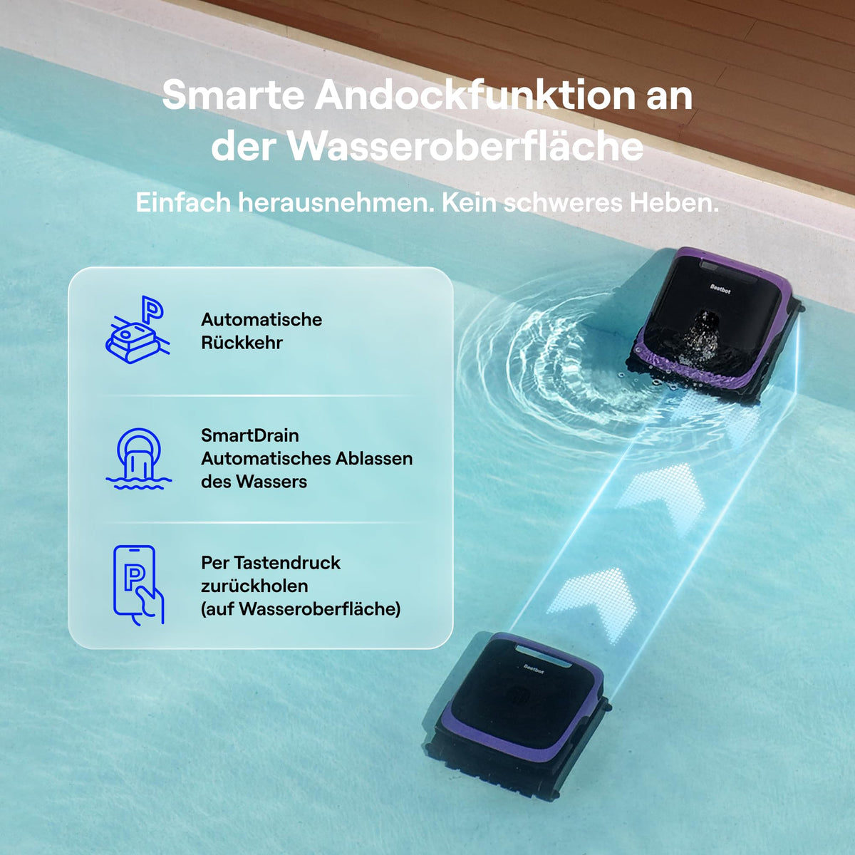 Beatbot Sora 70 Poolroboter, 4-in-1 Poolreinigung, Oberfläche, Helllila