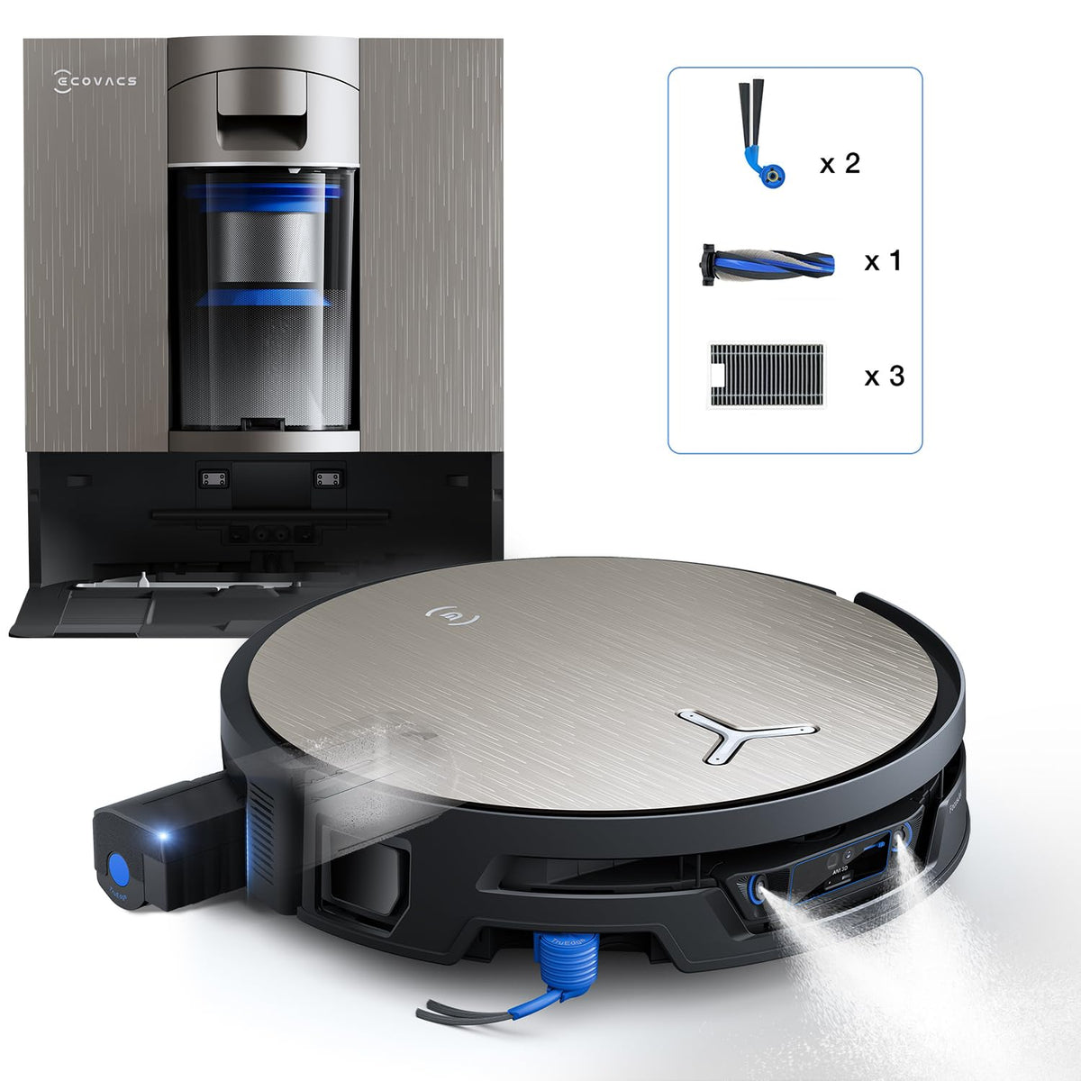 ECOVACS X12S OMNICYCLONE Care kit Saugroboter mit Wischfunktion, 53AW Blast