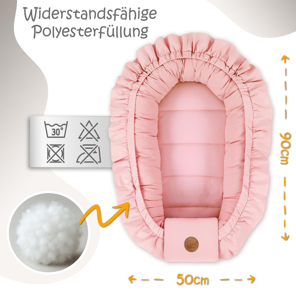 Babynest babynestchen neugeborene 90 x 50 cm baby nestchen tragbar nest für bett kinder kuschelnest coccon für jungen und mädchen schmutziges rosa
