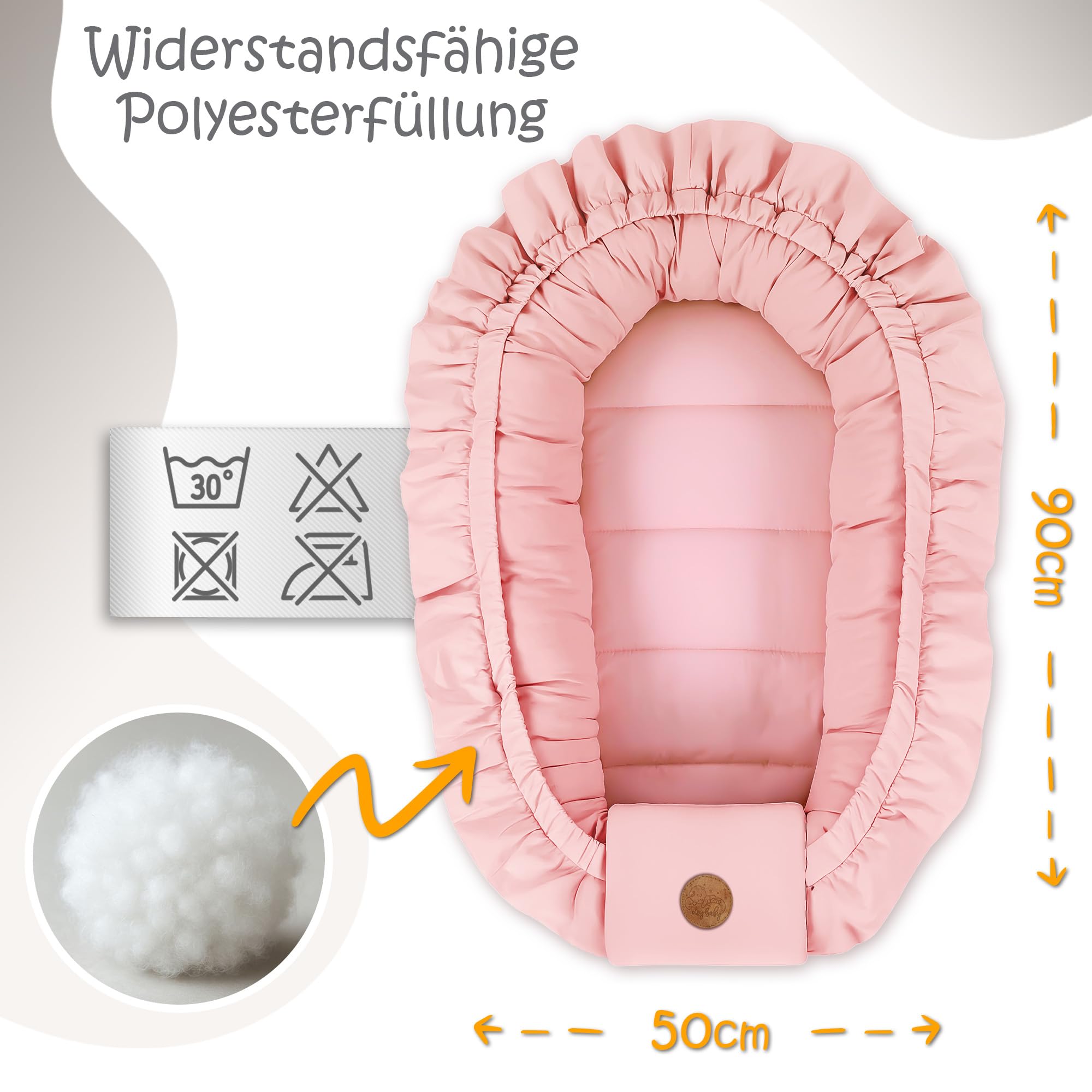 Babynest babynestchen neugeborene 90 x 50 cm baby nestchen tragbar nest für bett kinder kuschelnest coccon für jungen und mädchen schmutziges rosa