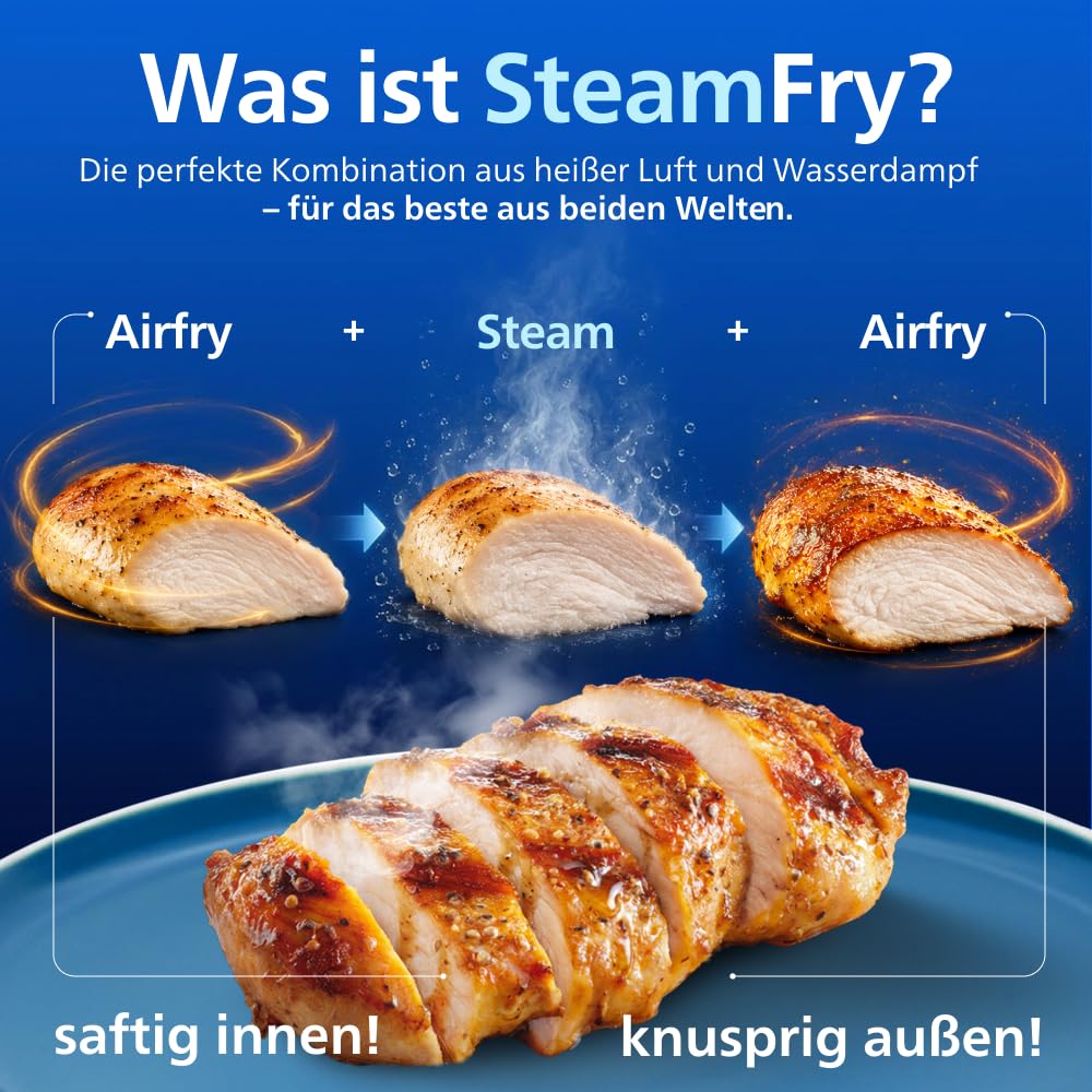 Philips Steam Airfryer 5000 Heißluftfritteuse, Schwarz/Kupfer, 9 L