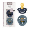 BIBS Colour Schnuller 2er-Pack, BPA-frei, Kirschform Nippel. Naturkautschuk/Latex, Hergestellt in Dänemark. Größe 1 | 0+ Monate | 2-Pack, Deep Space/Petrol