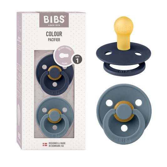 BIBS Colour Schnuller 2er-Pack, BPA-frei, Kirschform Nippel. Naturkautschuk/Latex, Hergestellt in Dänemark. Größe 1 | 0+ Monate | 2-Pack, Deep Space/Petrol