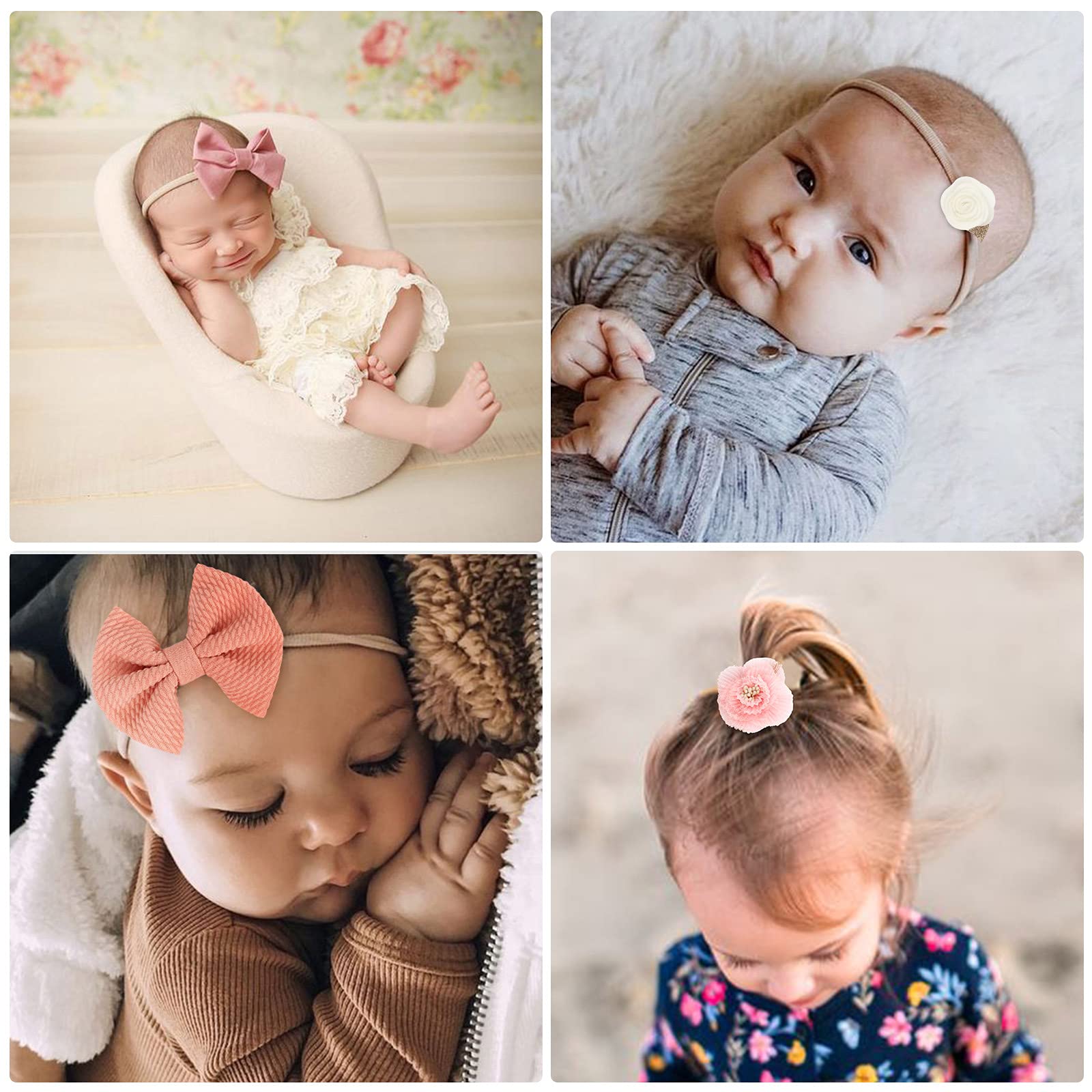 DRESHOW 10 Stück Baby Haarband Baby Stirnbänder Baby Mädchen Nylon Stirnband Neugeborene Kleinkinder Haarbänder und Bögen Kinder Haarschmuck