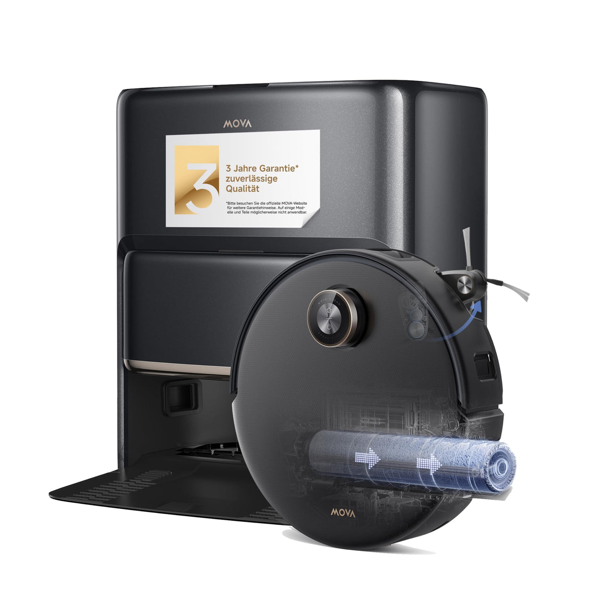MOVA Z60 Ultra Roller Complete, HydroForce-Wischen, AutoShield-Tech Schwarz