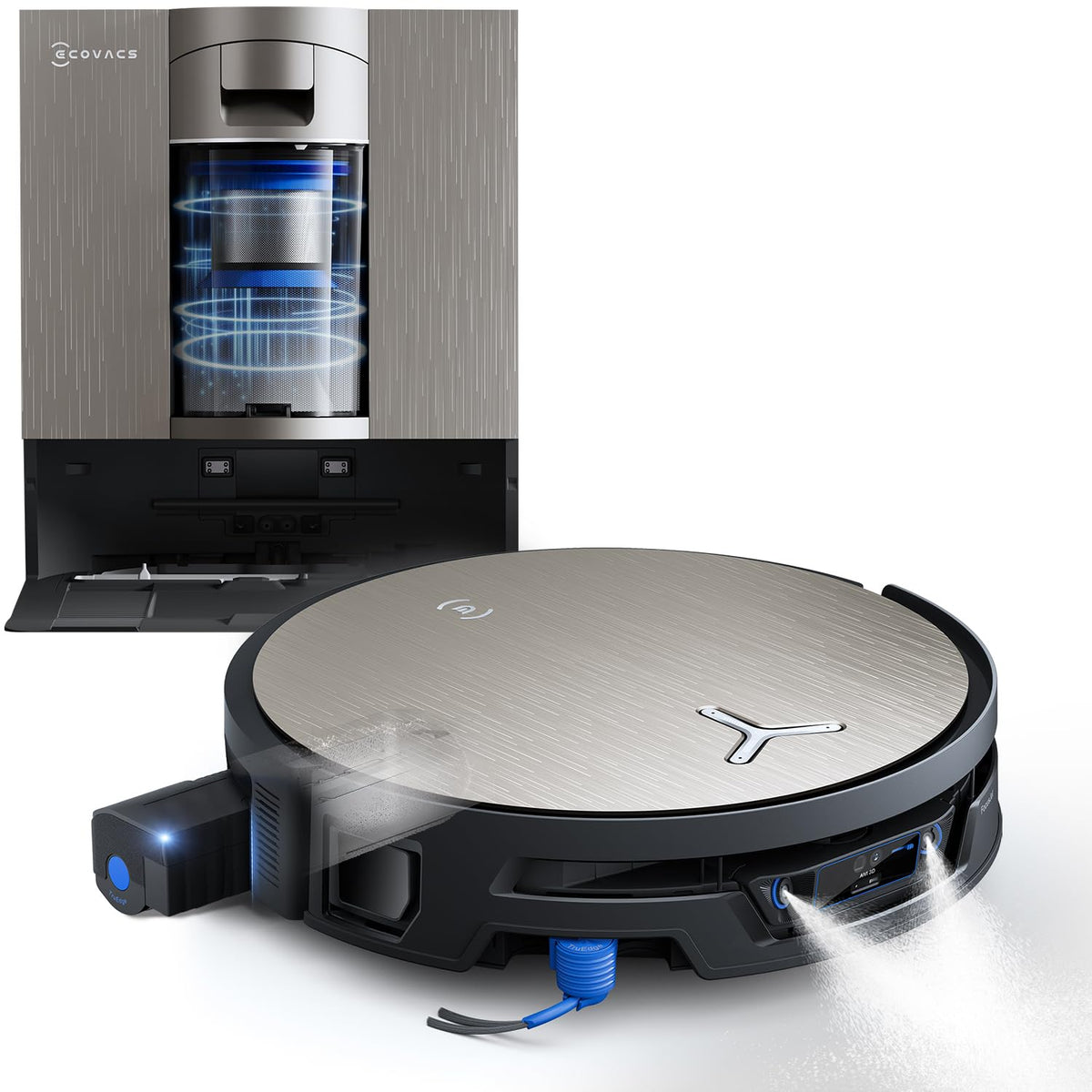 ECOVACS X12S OMNICYCLONE Saugroboter mit Wischfunktion, OZMO Roller 3.0