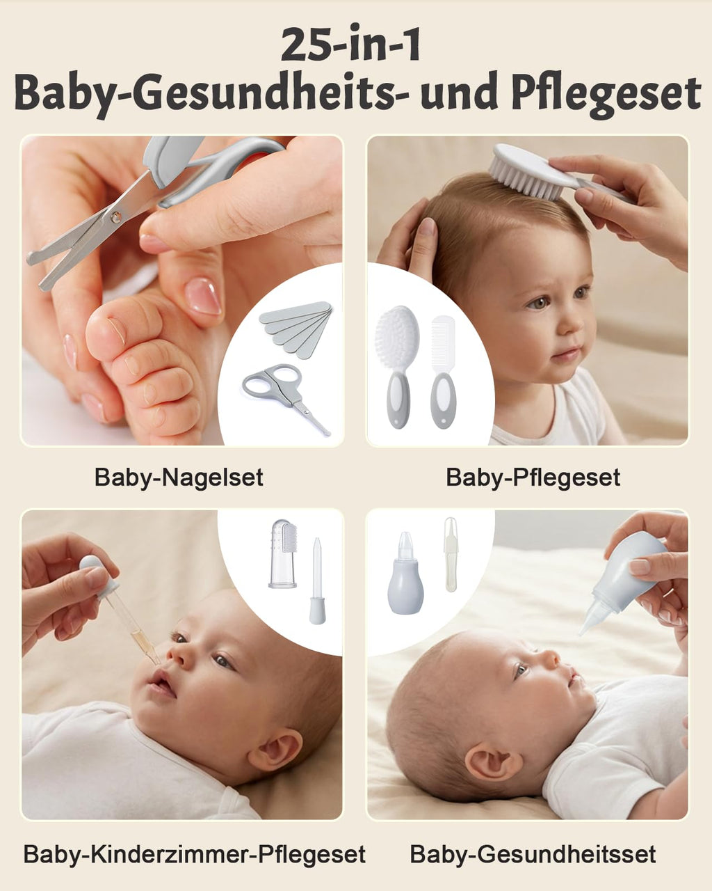 Lictin Baby Nagelfeile Elektrisch, 25 in 1 Baby Nagelset,Weiß