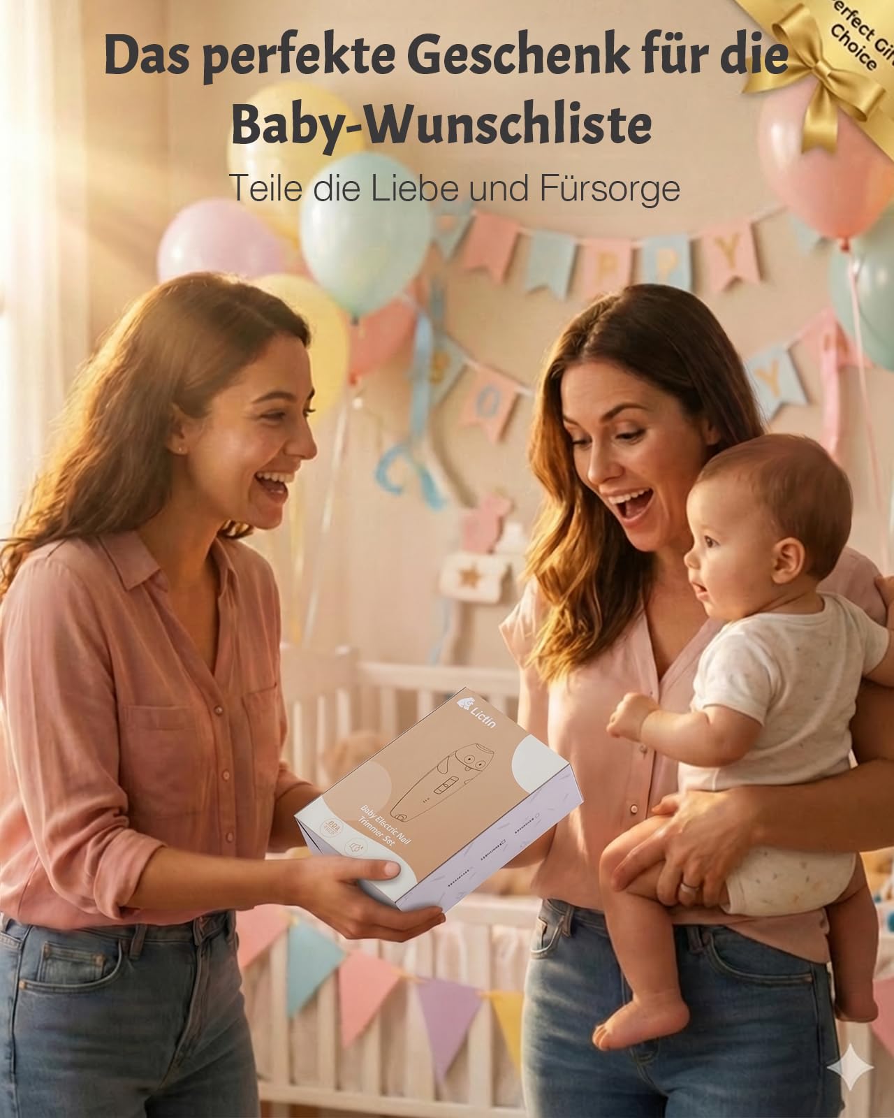 Lictin Baby Nagelfeile Elektrisch, 25 in 1 Baby Nagelset,Khaki